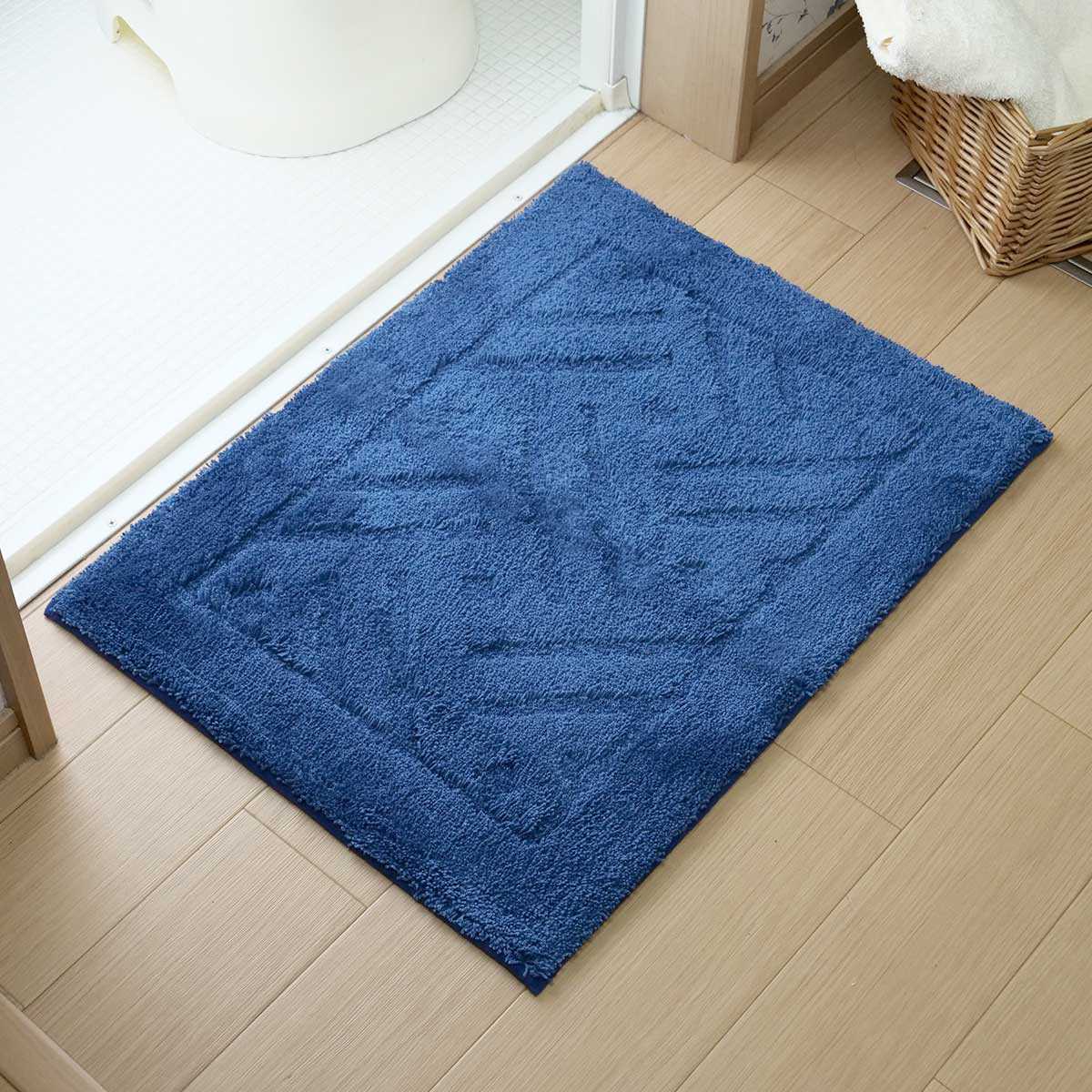 バスマット 乾度良好 リッカ 45×60cm 速乾 ( お風呂マット 足拭きマット お風呂 バスグッズ 浴室マット 玄関マット 吸水 抗菌 防臭 洗濯OK シンプル ) 【ネイビー】 ネイビー