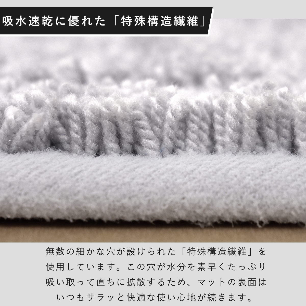 バスマット 乾度良好 リッカ 50×70cm 大判 速乾 ( お風呂マット 足拭きマット お風呂 バスグッズ 浴室マット 玄関マット 吸水 抗菌 防臭 洗濯OK シンプル ) 【ベージュ】 ベージュ