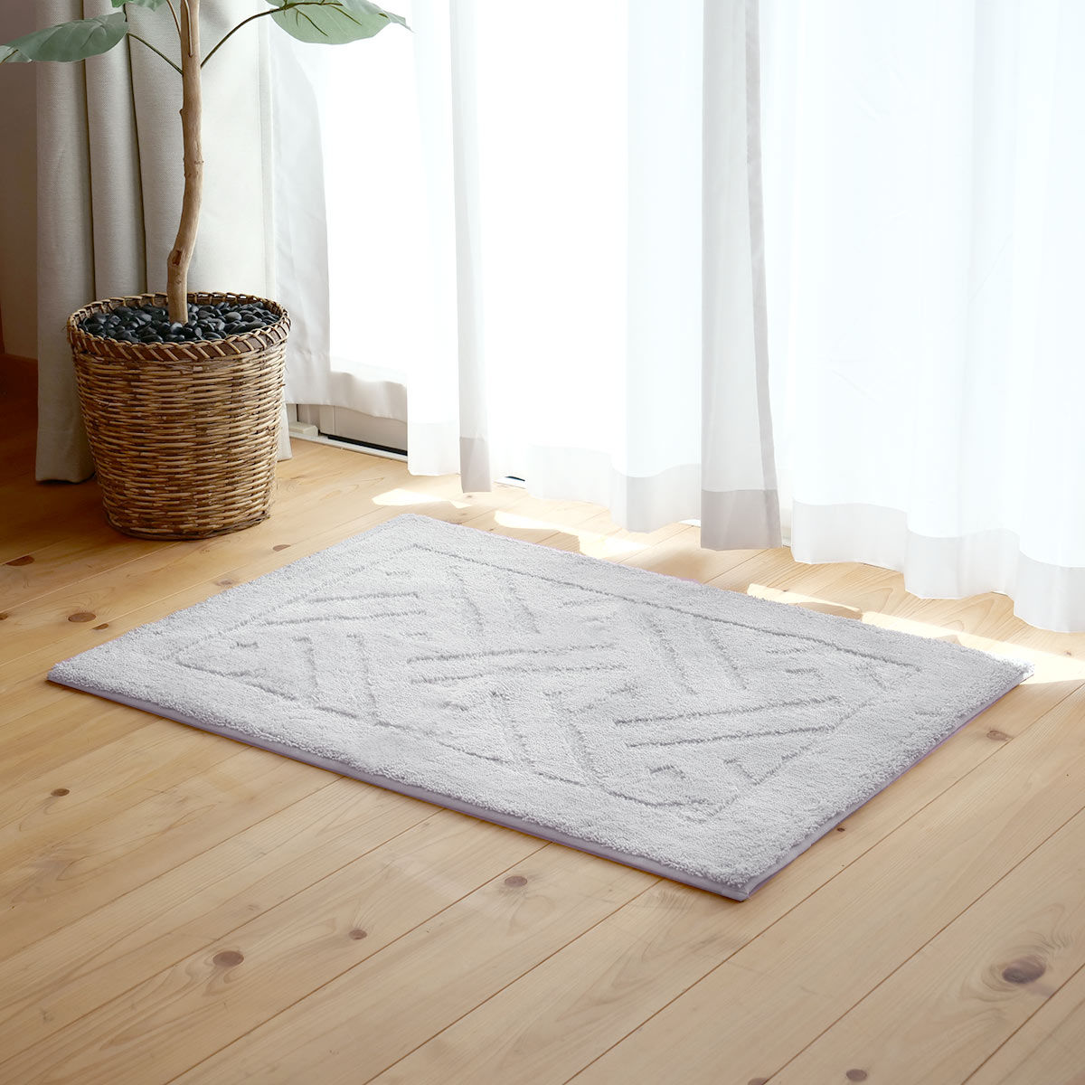 バスマット 乾度良好 リッカ 60×85cm 大判 速乾 ( お風呂マット 足拭きマット お風呂 バスグッズ 浴室マット 玄関マット 吸水 抗菌 防臭 洗濯OK シンプル ) 【グレー】 グレー