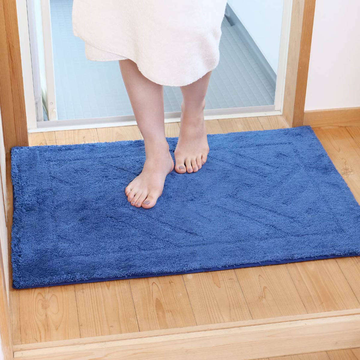 バスマット 乾度良好 リッカ 60×85cm 大判 速乾 ( お風呂マット 足拭きマット お風呂 バスグッズ 浴室マット 玄関マット 吸水 抗菌 防臭 洗濯OK シンプル ) 【グレー】 グレー