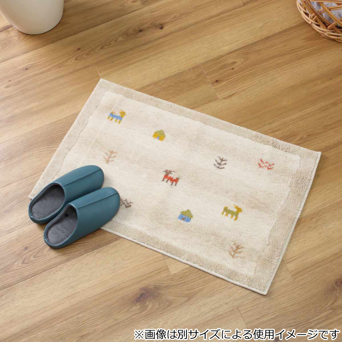 玄関マット 洗える コーナー吸着 45×75 cm 室内 ( 滑り止め ズレにくい 玄関 屋内 角形 日本製 マット エントランスマット 室内用玄関マット 洗面所 脱衣所 室内用 長方形 おしゃれ ナチュラル 抗菌 防臭 すべり止め ノンスリップ ) 【シエラ×ブルー】 シエラ×ブルー