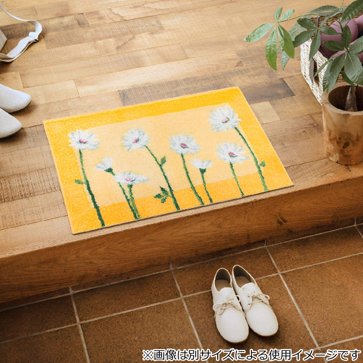 玄関マット 洗える コーナー吸着 50×80 cm 室内 ( 滑り止め ズレにくい 玄関 屋内 角形 日本製 マット エントランスマット 室内用玄関マット 洗面所 脱衣所 室内用 長方形 おしゃれ ナチュラル 抗菌 防臭 すべり止め ノンスリップ ) 【イノセントデイジー】 イノセントデイジー