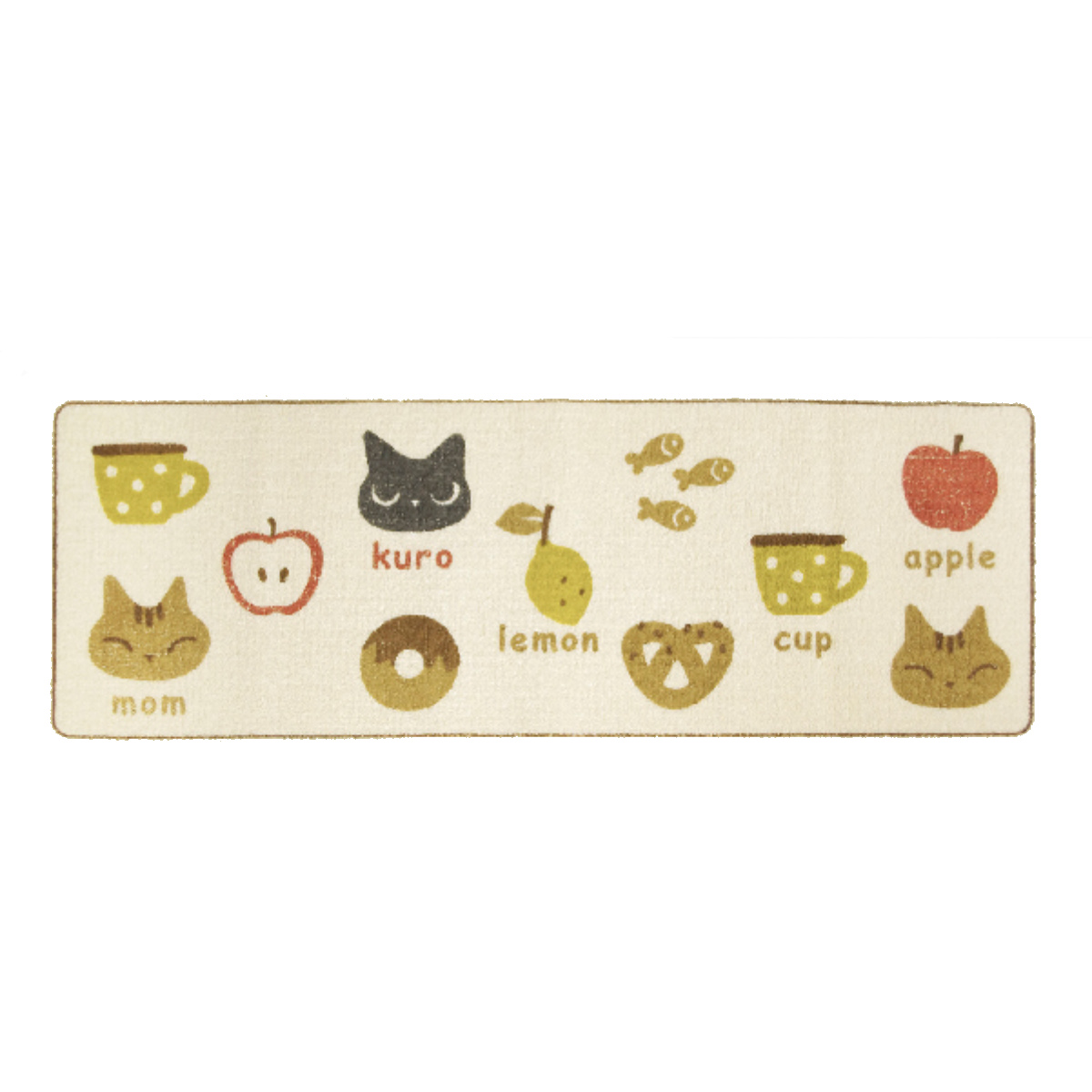 キッチンマット 総柄 45×120cm クロネコ ビストロ ( 洗える 滑り止め加工 おしゃれ 再生糸マット 45cm 120cm キッチン 台所 マット 日本製 キッチン用マット 台所用マット キッチンラグ 長方形 洗濯可能 滑り止め ネコ 薄手 ) 【ビストロ】 ビストロ