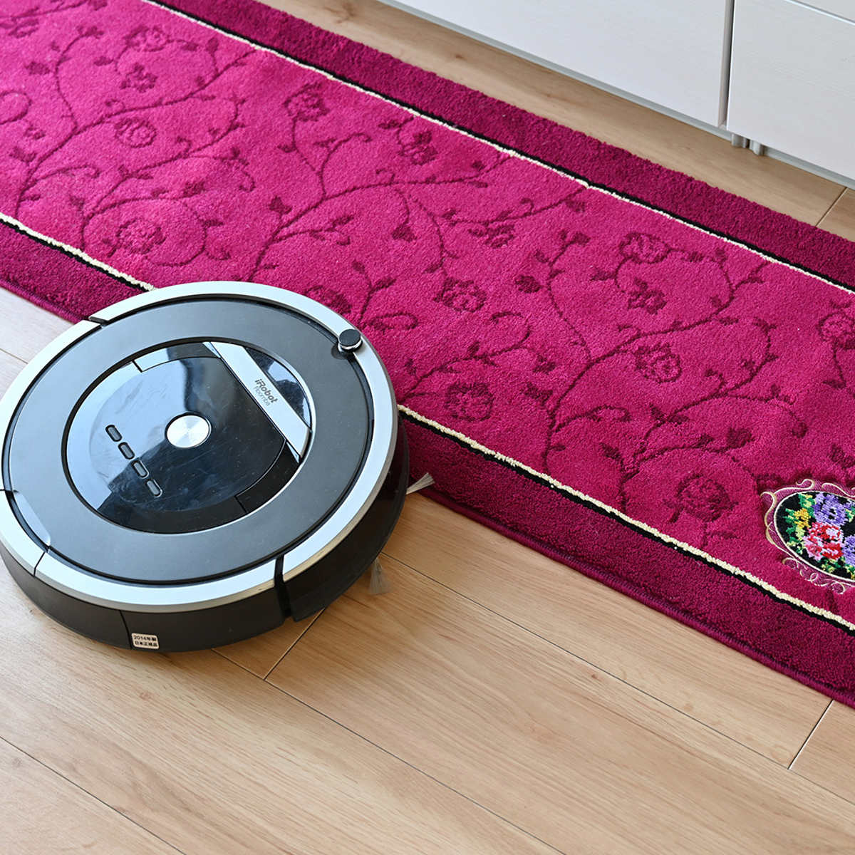 キッチンマット シェニールロゼ 45x120cm 日本製 洗濯可 ( 45cm 120cm 洗える すべり止め加工 高級感 ローズ 薔薇 キッチン マット 台所マット キッチンラグ おしゃれ ウィルトン織り マルチマット ) 【ピンク】 ピンク