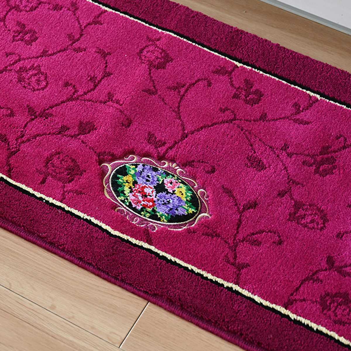 キッチンマット シェニールロゼ 45x240cm 日本製 洗濯可 ( 45cm 240cm 洗える すべり止め加工 高級感 ローズ 薔薇 キッチン マット 台所マット キッチンラグ おしゃれ ウィルトン織り マルチマット ) 【ピンク】 ピンク