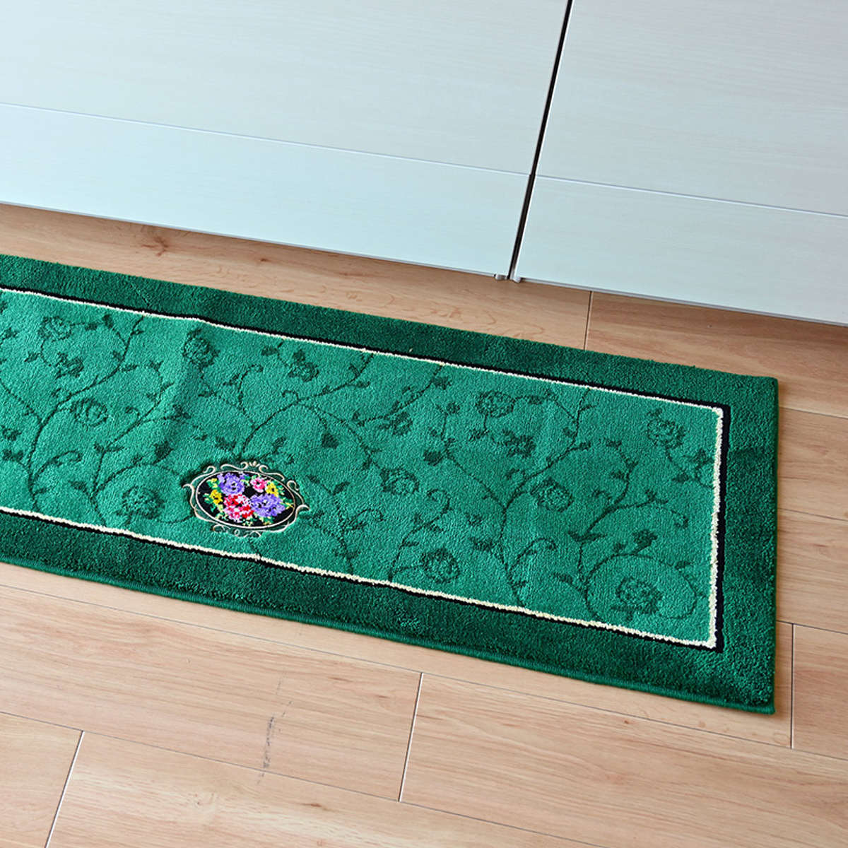 キッチンマット シェニールロゼ 45x240cm 日本製 洗濯可 ( 45cm 240cm 洗える すべり止め加工 高級感 ローズ 薔薇 キッチン マット 台所マット キッチンラグ おしゃれ ウィルトン織り マルチマット ) 【ピンク】 ピンク