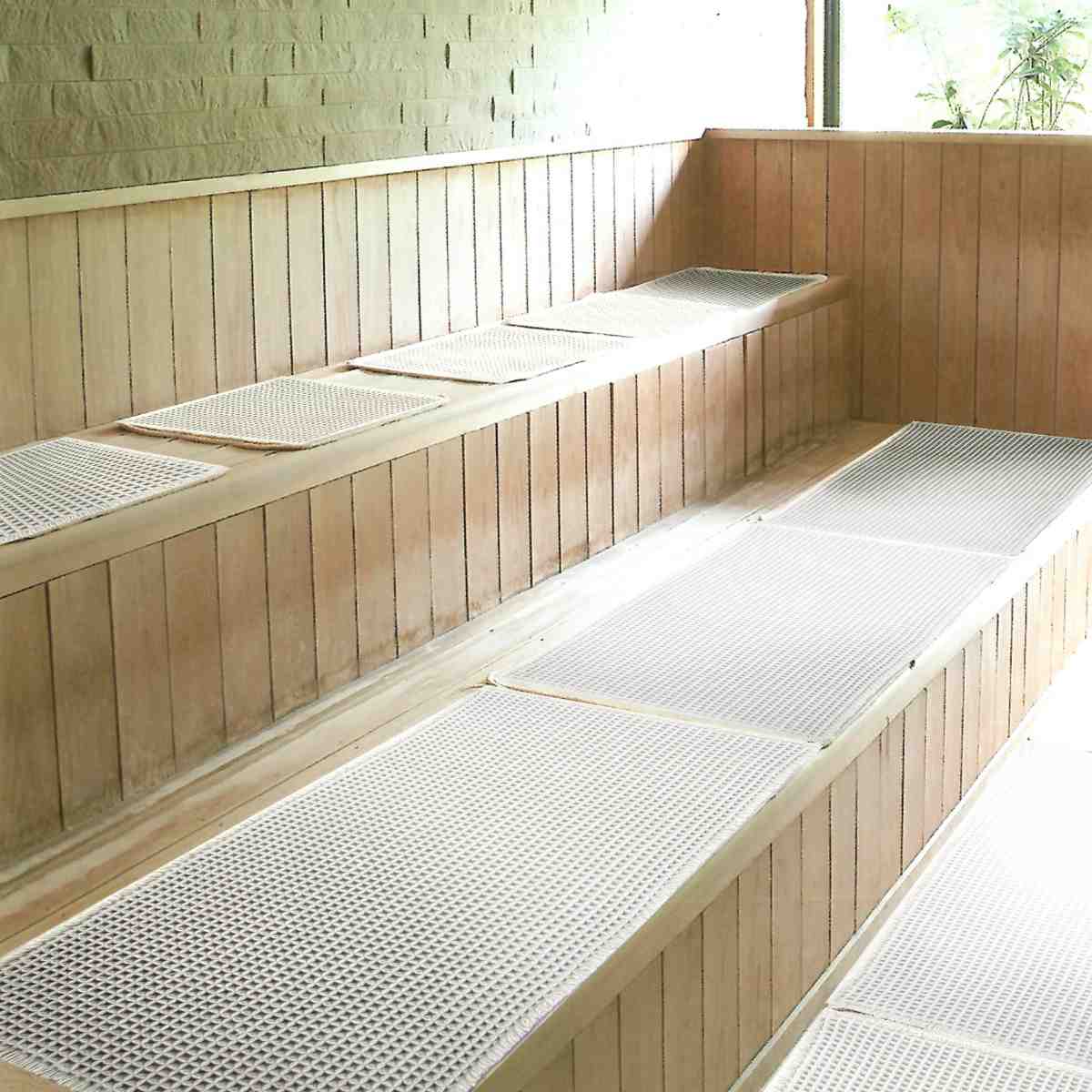 サウナマット サウナ用 ワッフル織りマット 60×110cm ( サウナ マット 風呂 サウナグッズ ワッフル 洗える ロング ゆったり 入浴グッズ 軽量 持ち運び 60×110 丸洗い ふわふわ ベージュ )