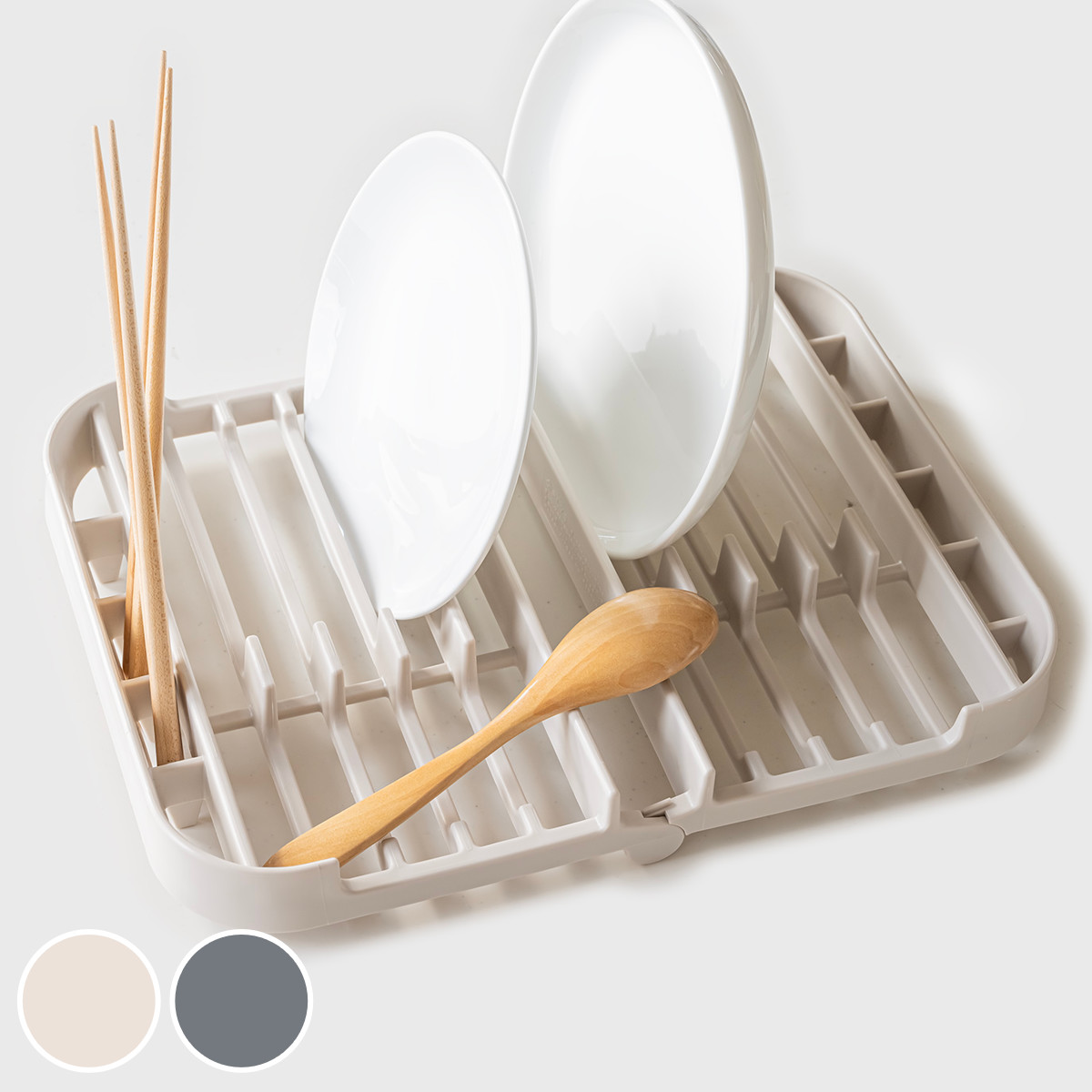 水切りラック プリスベイス 折りたたみ コンパクト ( 水切りトレー 折り畳み 小さめ 食器 水切り 皿 お皿 コップ 一人暮らし 二人暮らし 収納 水切りかご シンク横 ) 【グレー】