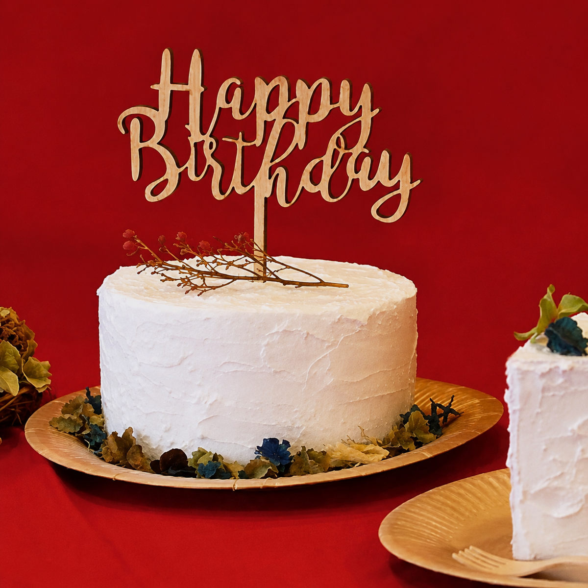 トッパー Happy Birthday ケーキトッパー 誕生日 木 （ ケーキ デコレーション バースデー 木製 記念日 フォトプロップス 撮影 写真 小道具 パーティー 誕生日会 ハッピーバースデー ）