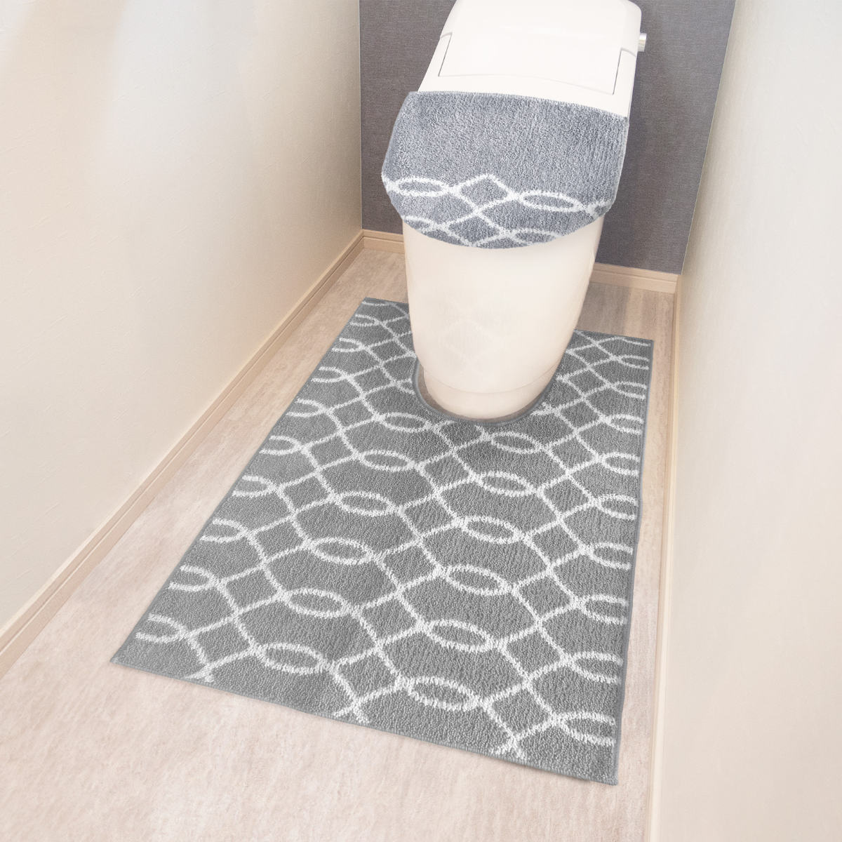 トイレマット ロング 耳長 105×70cm ナチュラル ( トイレ マット 滑り止め 足元マット ラグ トイレグッズ トイレタリー すべり止め 北欧 ) 【ブルー】 ブルー