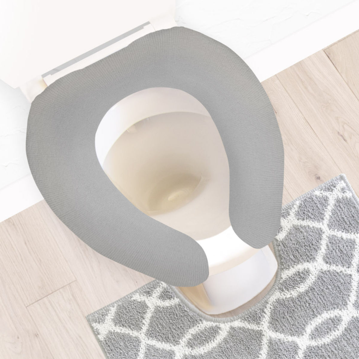 便座カバー U型 ナチュラル ( 便座 カバー シート 便座マット トイレカバー トイレ用品 U型便座専用 サニタリー 暖かい トイレ 無地 ) 【グレー】 グレー