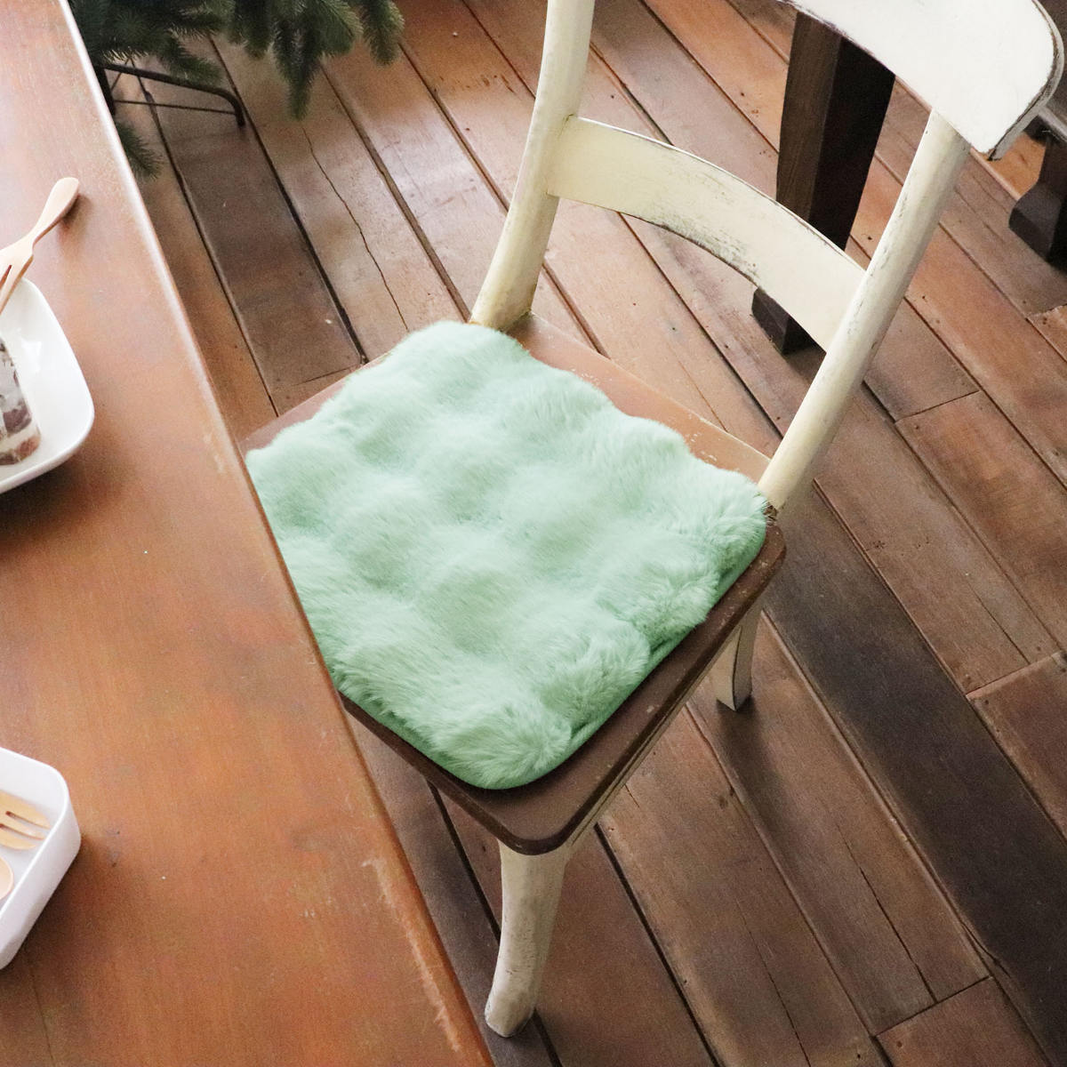 チェアパッド pocotto ( チェアマット 座布団 椅子用 洗濯可 洗える すべり止め ふわふわ かわいい チェア ダイニングチェア インテリア パッド 勉強机 オフィス 会社 敷く 丸洗い おしゃれ ) 【ミント】 ミント