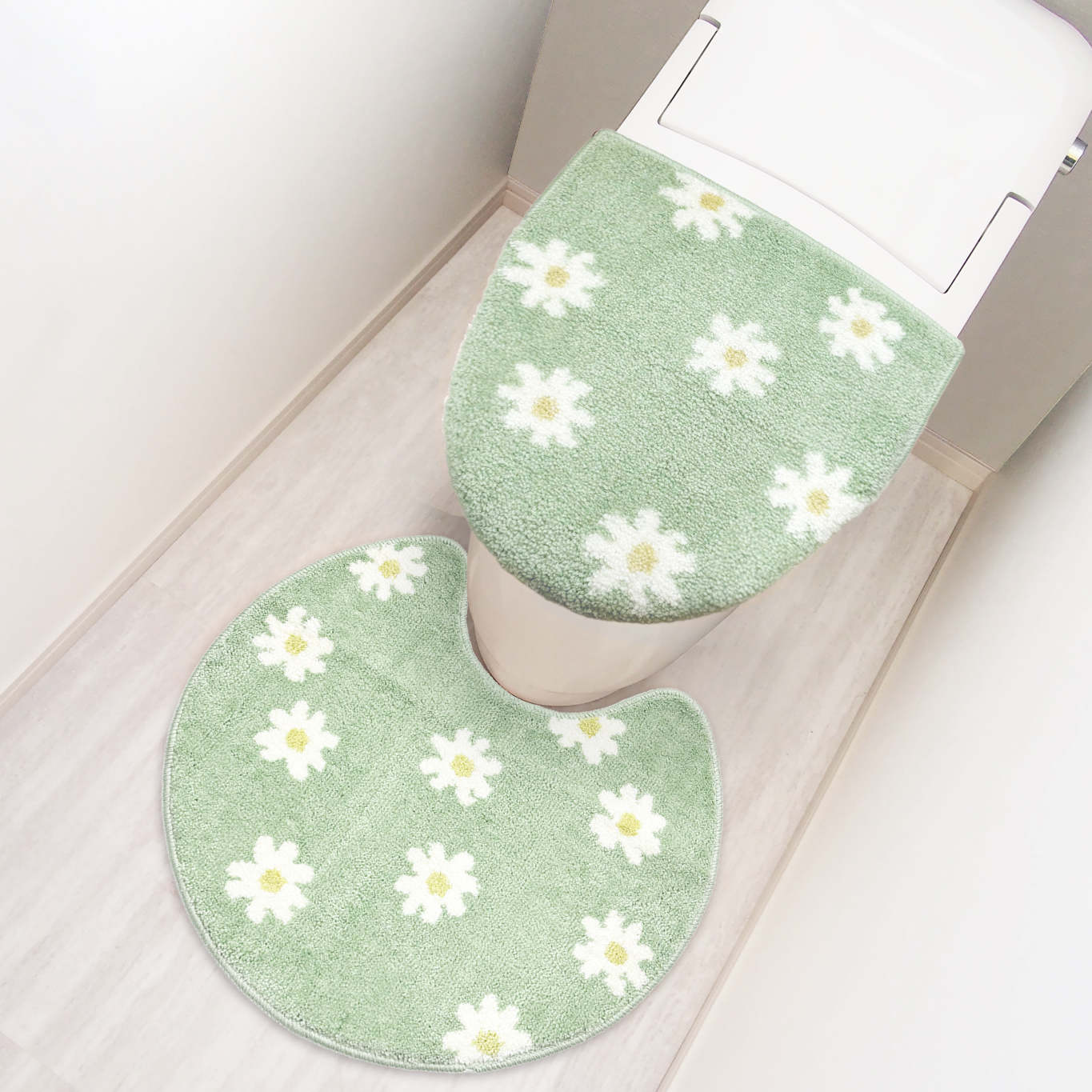 トイレマット 55×60cm オーバル形状 pogeun ( トイレ マット 足元マット 洗える すべり止め 韓国風 かわいい おしゃれ トイレタリー 滑り止め 55×60 スタンダード トイレ用品 ) 【カジュアル】 カジュアル