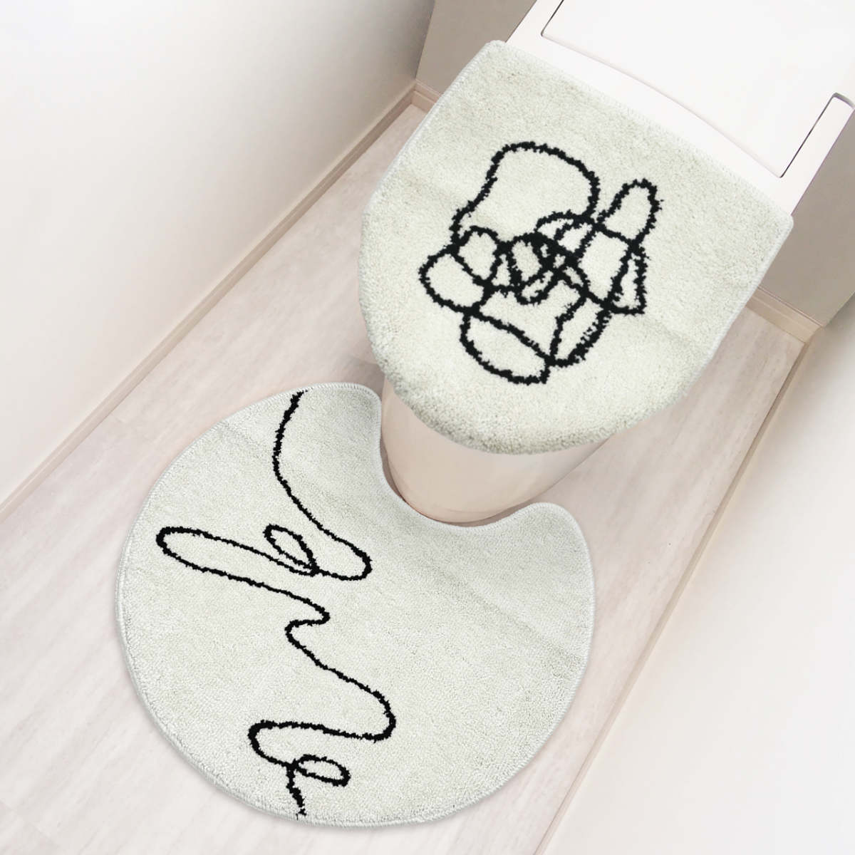 トイレマット 55×60cm オーバル形状 pogeun ( トイレ マット 足元マット 洗える すべり止め 韓国風 かわいい おしゃれ トイレタリー 滑り止め 55×60 スタンダード トイレ用品 ) 【カジュアル】 カジュアル