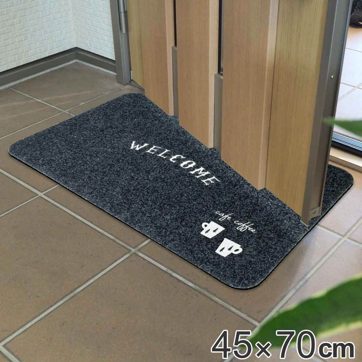玄関マット 屋外兼用 45×70cm 厚さ1.3cm ネコ レッド （ 玄関 マット
