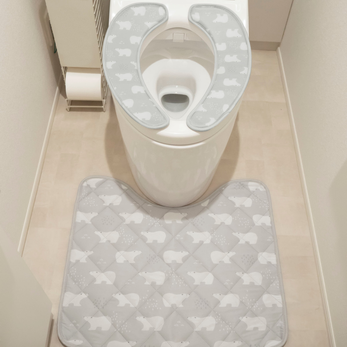 便座シート hiecoco 貼るだけ冷感吸着便座シート ( トイレ 吸着 接触冷感 便座 カバー シート 抗菌 防臭 消臭 トイレタリー ひんやり 貼るだけ トイレ用品 U型 O型 洗浄暖房型 洗濯OK ) 【ペンギングレー】 ペンギングレー