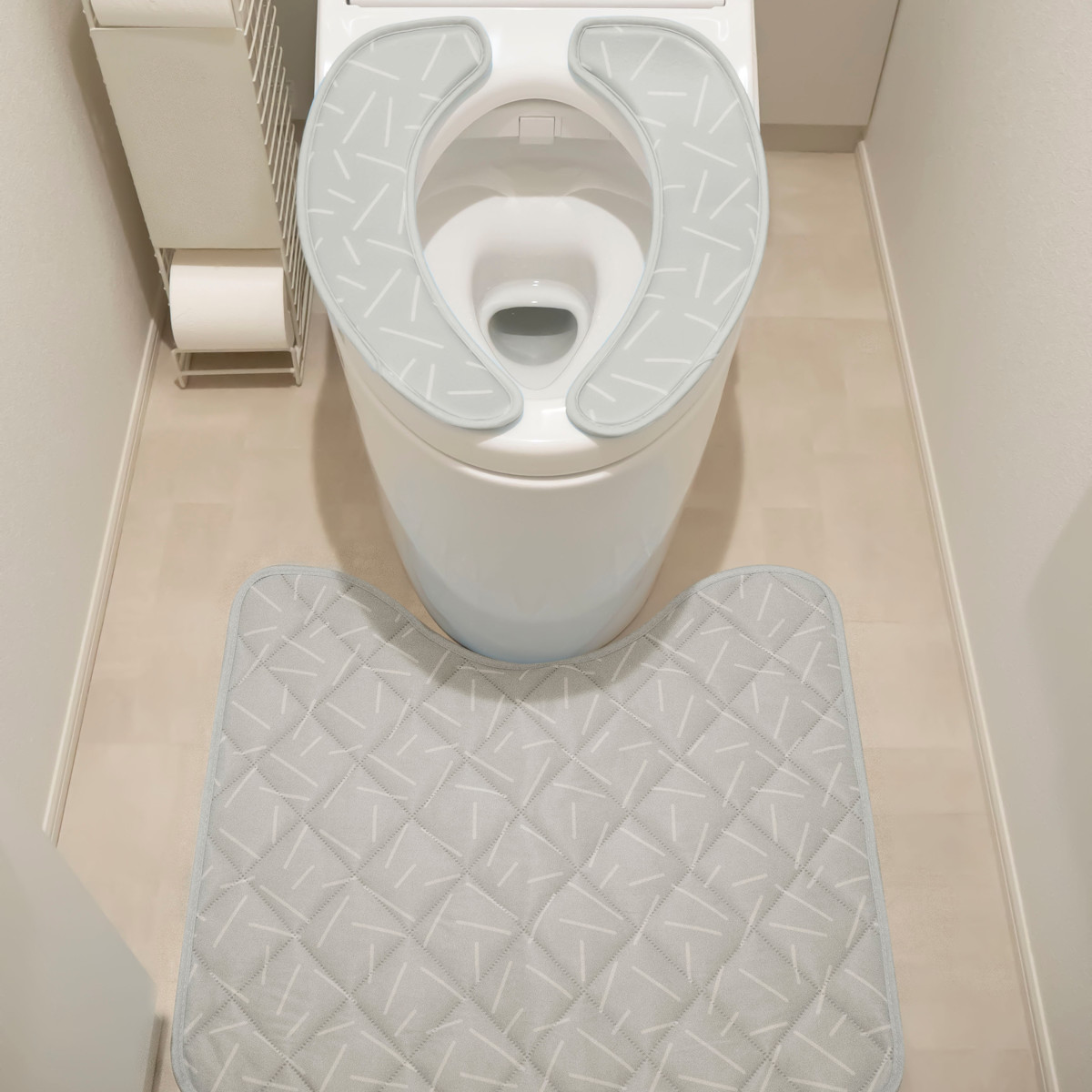 便座シート hiecoco 貼るだけ冷感吸着便座シート ( トイレ 吸着 接触冷感 便座 カバー シート 抗菌 防臭 消臭 トイレタリー ひんやり 貼るだけ トイレ用品 U型 O型 洗浄暖房型 洗濯OK ) 【ペンギングレー】 ペンギングレー