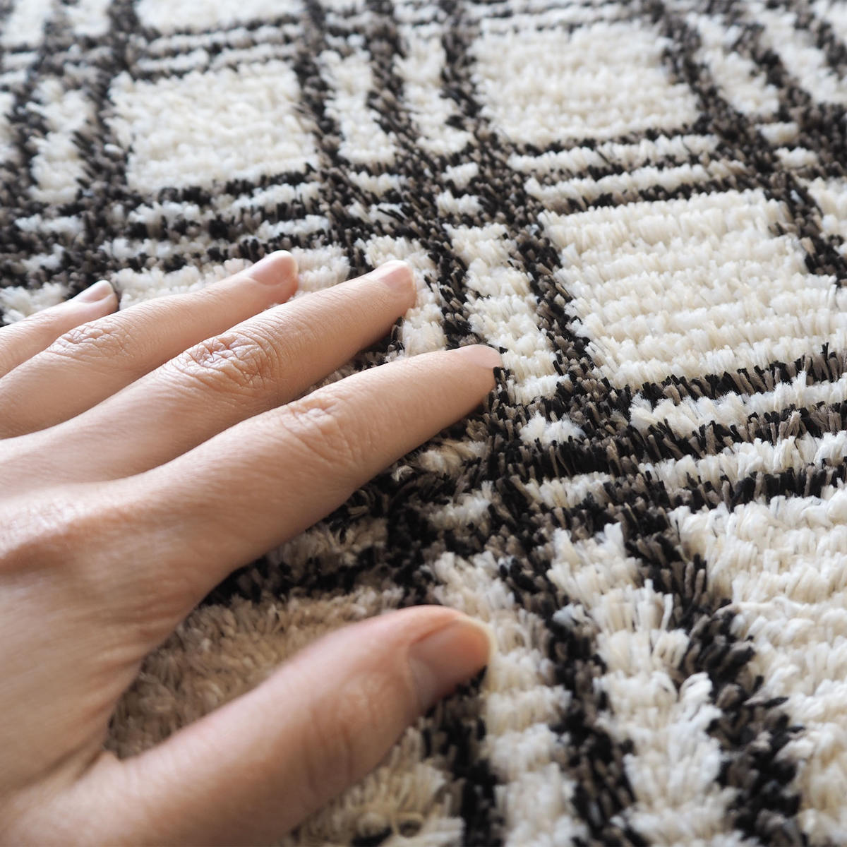 キッチンマット 45×180cm marleインテリアマット チェック ( キッチン マット 180cm キッチンラグ カーペット ラグ 台所マット 長方形 インテリアマット 滑り止め付き 床暖房対応 洗える チェック柄 ) 【アイボリー】 アイボリー