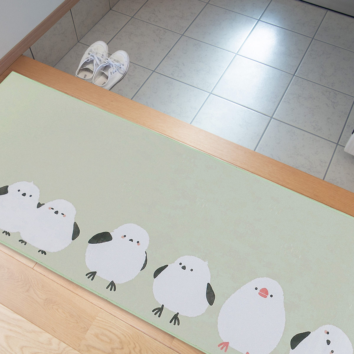 キッチンマット フラフィット インテリアマット 45×180cm ( 45cm 180cm 洗える 台所マット キッチン マット キッチン用マット キッチンラグ カーペット 滑り止め 長方形 汚れ防止 キッチン床 おしゃれ かわいい 動物 ) 【コトリ】 コトリ