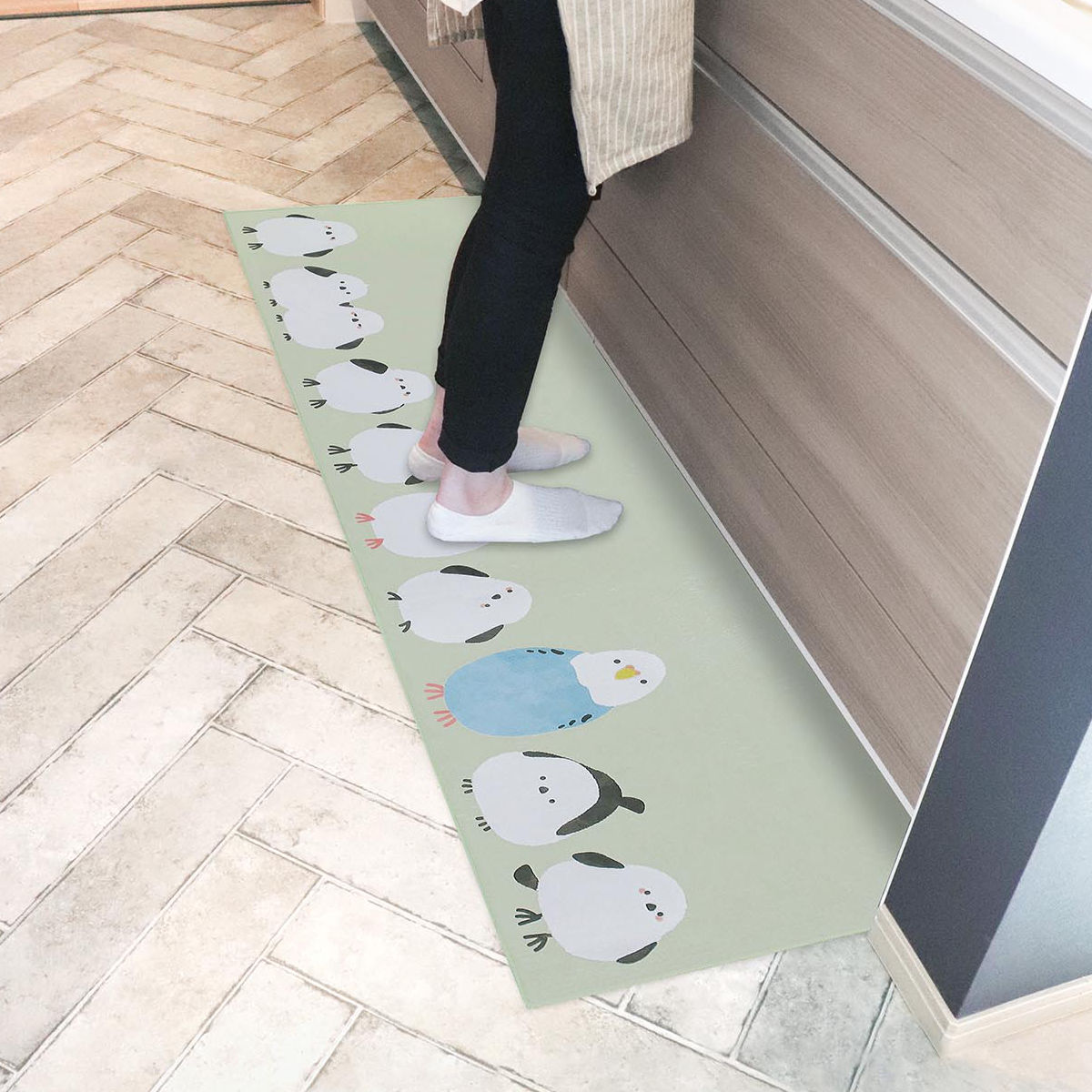 キッチンマット フラフィット インテリアマット 45×180cm ( 45cm 180cm 洗える 台所マット キッチン マット キッチン用マット キッチンラグ カーペット 滑り止め 長方形 汚れ防止 キッチン床 おしゃれ かわいい 動物 ) 【コトリ】 コトリ