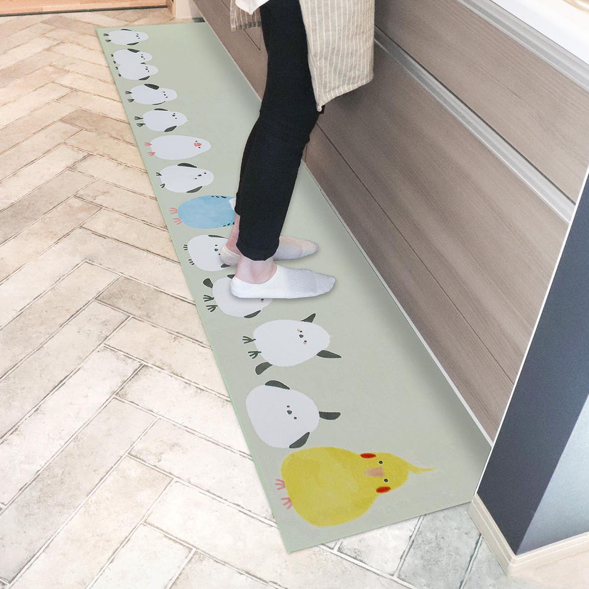 キッチンマット フラフィット インテリアマット 45×240cm ( 45cm 240cm 洗える 台所マット キッチン マット キッチン用マット キッチンラグ カーペット 滑り止め 長方形 汚れ防止 キッチン床 おしゃれ かわいい 動物 ) 【ビジョンフリーゼ】 ビジョンフリーゼ