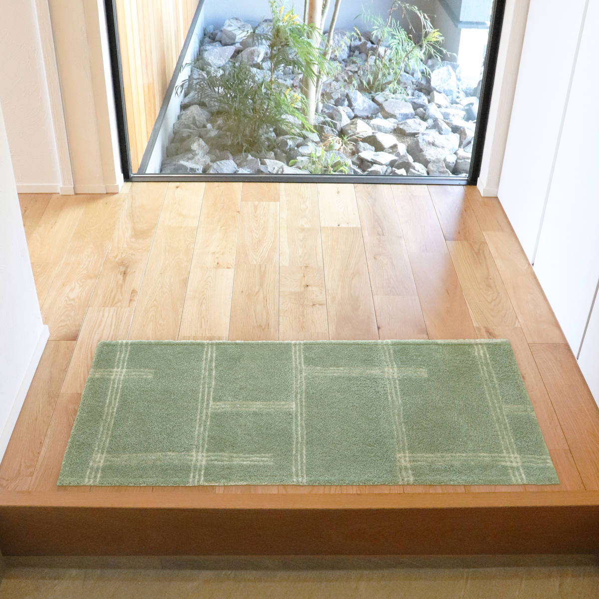 キッチンマット kietoインテリアマット 45×120cm ( 洗える 滑り止め加工 おしゃれ マット 45cm 120cm キッチン 台所 床 フロア キッチン用マット 台所用マット キッチンラグ 長方形 洗濯可能 滑り止め 薄手 短毛 シンプル ) 【アイボリー】 アイボリー