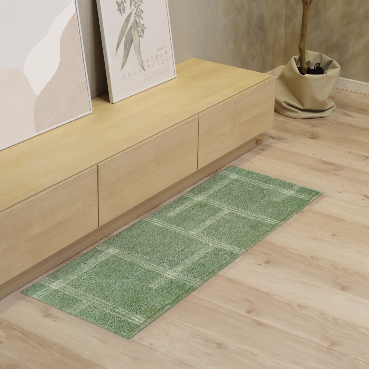 キッチンマット kietoインテリアマット 45×120cm ( 洗える 滑り止め加工 おしゃれ マット 45cm 120cm キッチン 台所 床 フロア キッチン用マット 台所用マット キッチンラグ 長方形 洗濯可能 滑り止め 薄手 短毛 シンプル ) 【アイボリー】 アイボリー