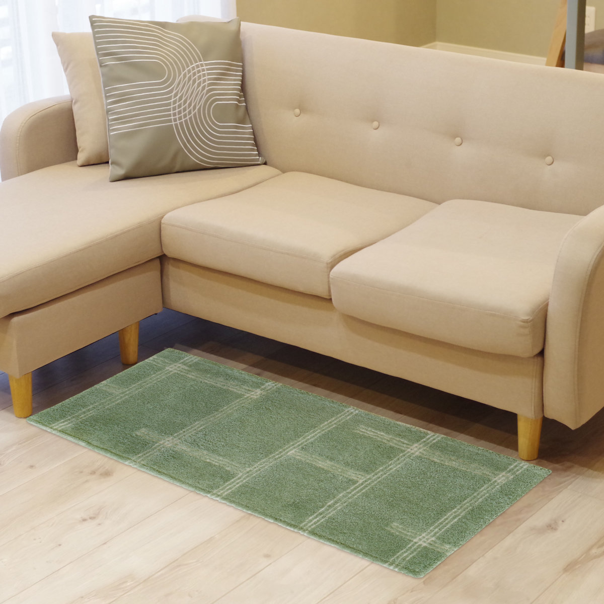 キッチンマット kietoインテリアマット 45×120cm ( 洗える 滑り止め加工 おしゃれ マット 45cm 120cm キッチン 台所 床 フロア キッチン用マット 台所用マット キッチンラグ 長方形 洗濯可能 滑り止め 薄手 短毛 シンプル ) 【アイボリー】 アイボリー