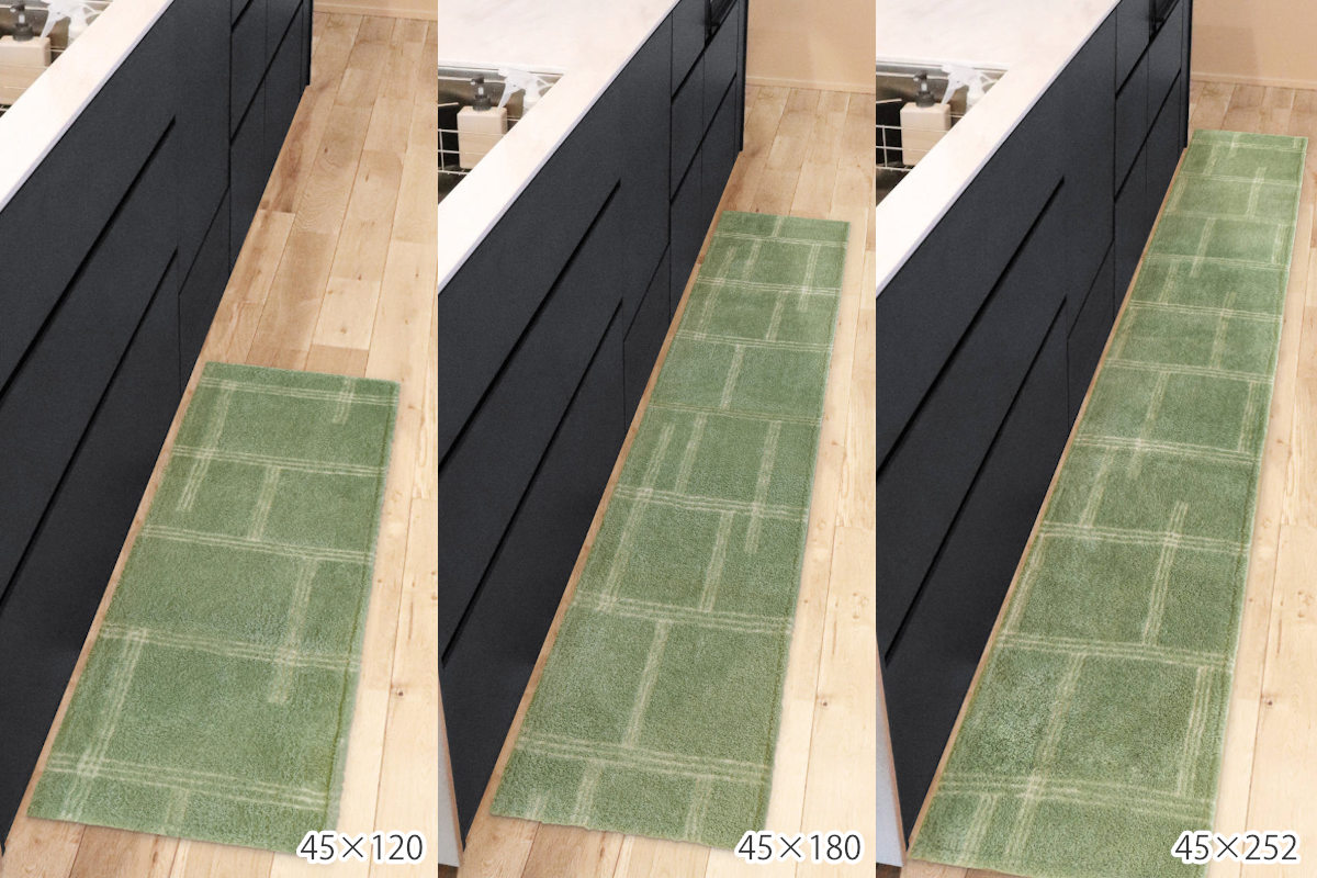 キッチンマット kietoインテリアマット 45×120cm ( 洗える 滑り止め加工 おしゃれ マット 45cm 120cm キッチン 台所 床 フロア キッチン用マット 台所用マット キッチンラグ 長方形 洗濯可能 滑り止め 薄手 短毛 シンプル ) 【アイボリー】 アイボリー