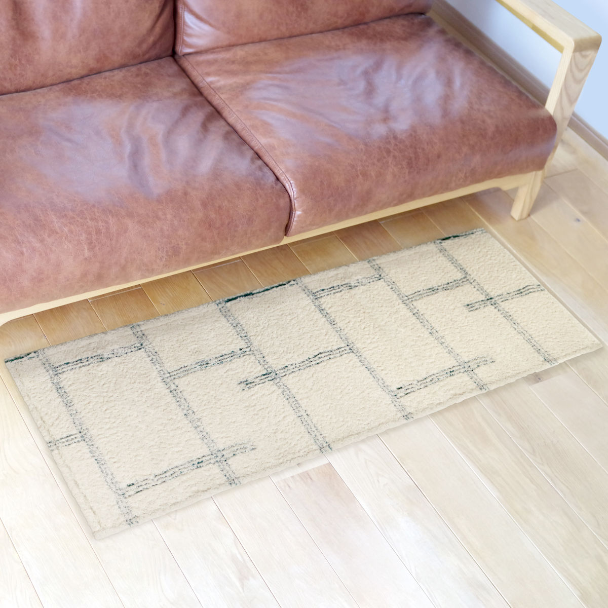 キッチンマット kietoインテリアマット 45×120cm ( 洗える 滑り止め加工 おしゃれ マット 45cm 120cm キッチン 台所 床 フロア キッチン用マット 台所用マット キッチンラグ 長方形 洗濯可能 滑り止め 薄手 短毛 シンプル ) 【アイボリー】 アイボリー