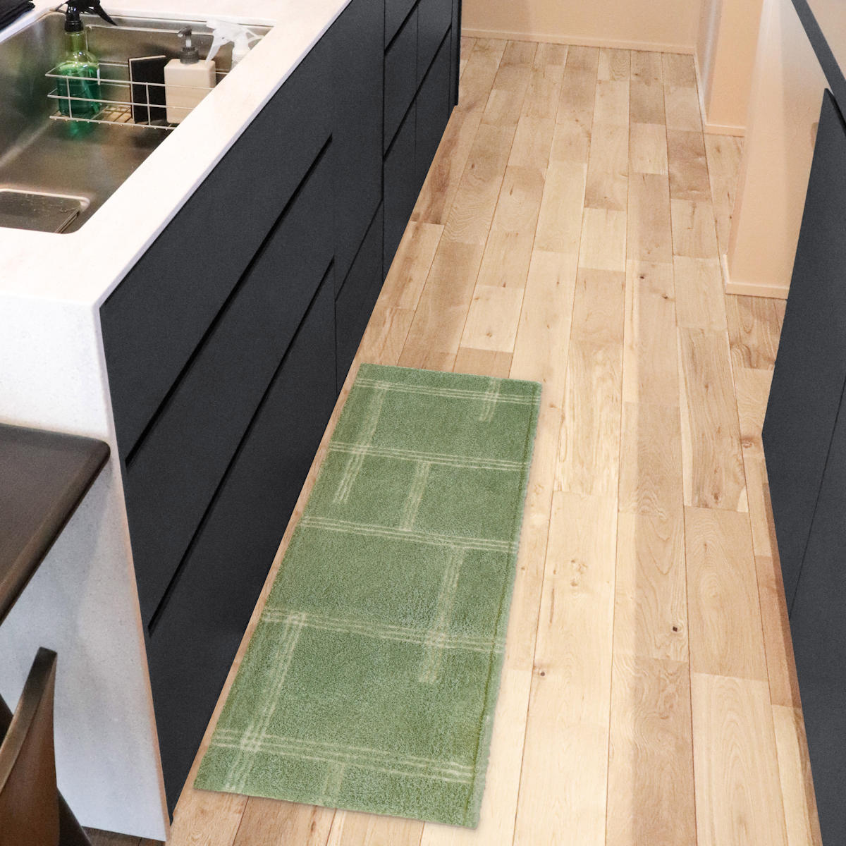 キッチンマット kietoインテリアマット 45×120cm ( 洗える 滑り止め加工 おしゃれ マット 45cm 120cm キッチン 台所 床 フロア キッチン用マット 台所用マット キッチンラグ 長方形 洗濯可能 滑り止め 薄手 短毛 シンプル ) 【アイボリー】 アイボリー