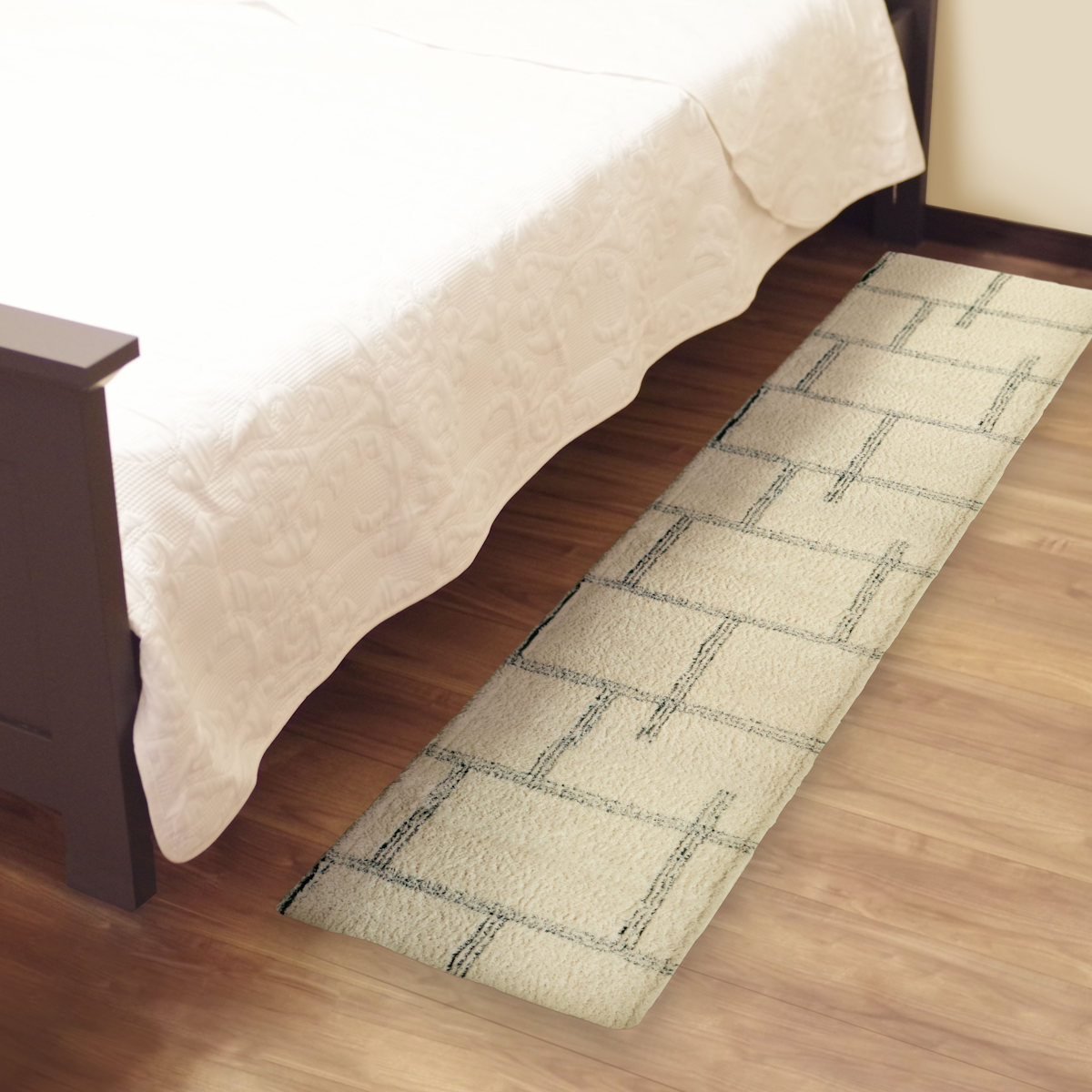 キッチンマット kieto インテリアマット 45×180cm ( 洗える 滑り止め加工 おしゃれ マット 45cm 180cm キッチン 台所 床 フロア キッチン用マット 台所用マット キッチンラグ 長方形 洗濯可能 滑り止め 薄手 短毛 シンプル ) 【アイボリー】 アイボリー