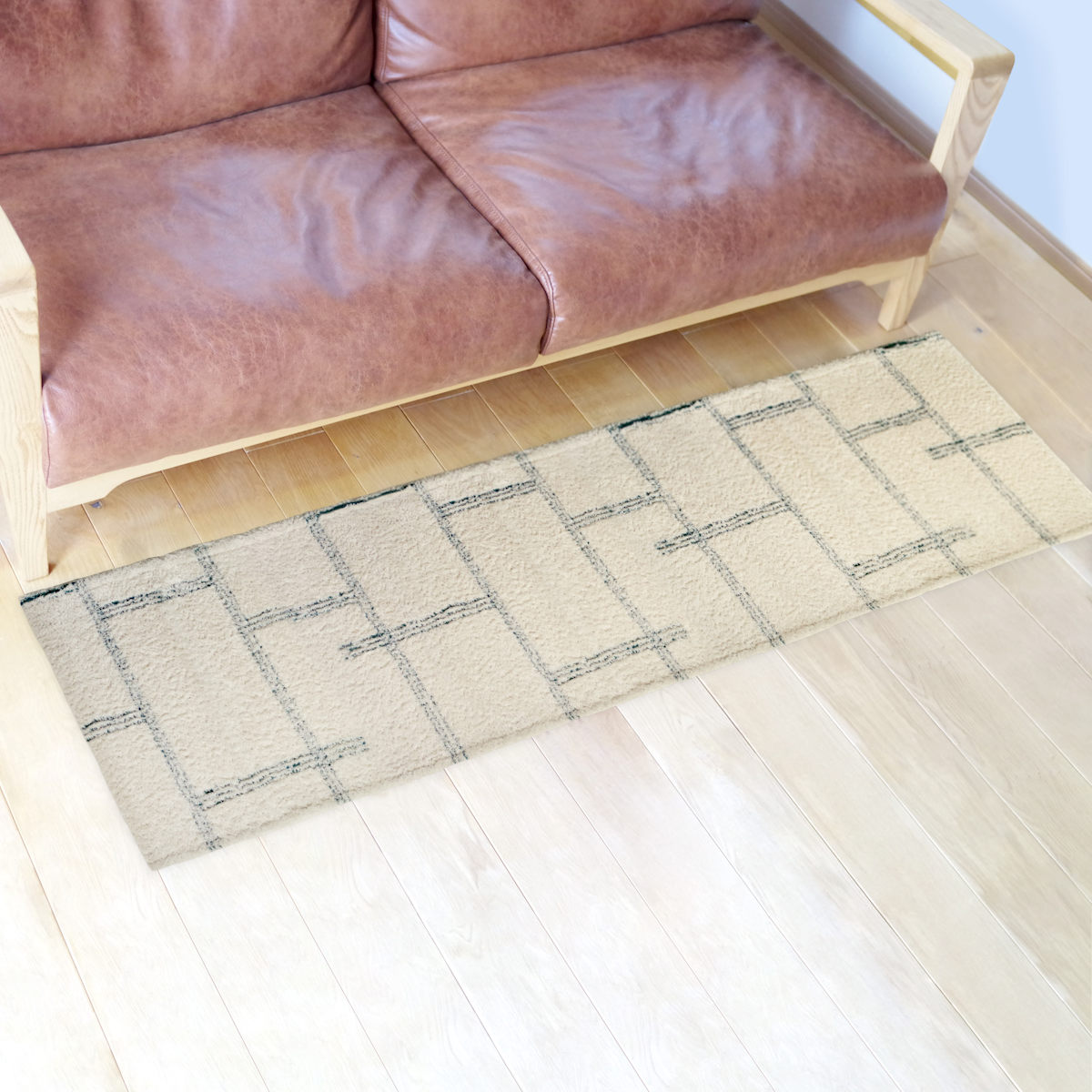 キッチンマット kieto インテリアマット 45×180cm ( 洗える 滑り止め加工 おしゃれ マット 45cm 180cm キッチン 台所 床 フロア キッチン用マット 台所用マット キッチンラグ 長方形 洗濯可能 滑り止め 薄手 短毛 シンプル ) 【アイボリー】 アイボリー