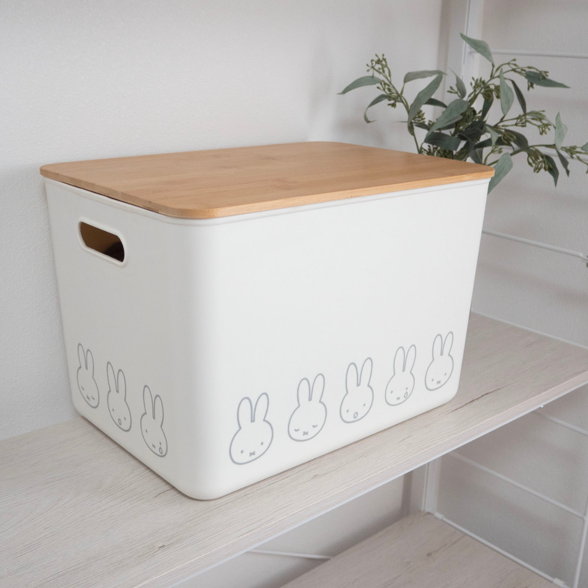 収納ボックス miffy バンブー ふた付き収納ケース LL 幅36×奥行25.5×高さ24.4cm ( ミッフィー 収納 収納ケース ボックス 収納バスケット フタ付き ケース 持ち手付き 小物入れ 小物収納 ふた付き 積み重ね プラスチック おしゃれ )