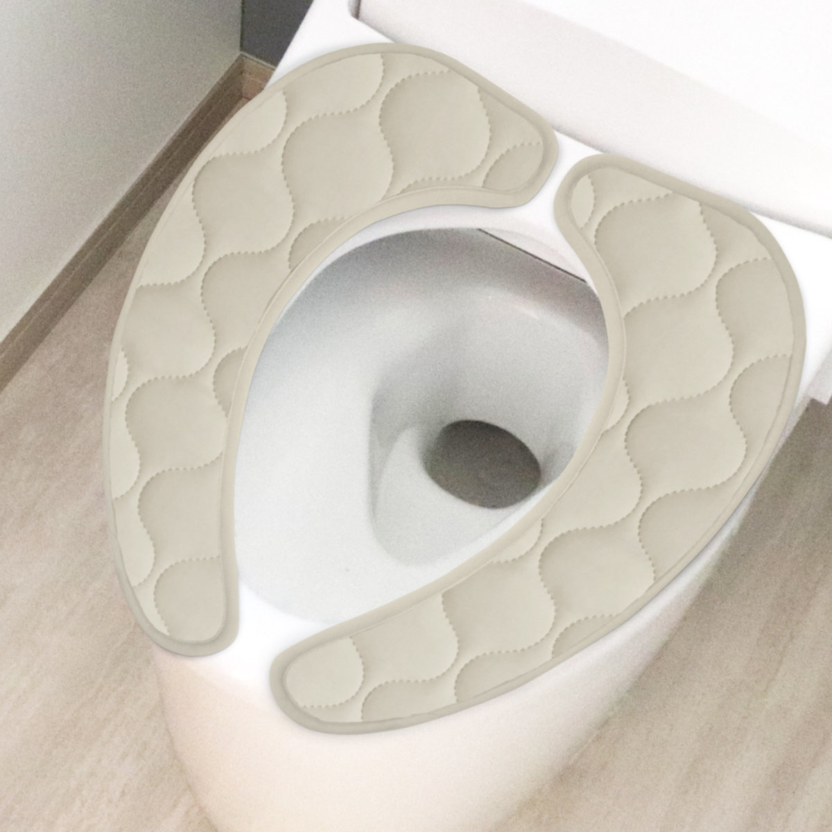 便座シート mocchin 貼るだけ冷感便座シート ( 便座カバー トイレ カバー シート 兼用タイプ 貼るだけ 接触冷感 洗える トイレタリー U型 O型 洗浄暖房型 おくだけ 洗濯可 ひんやり トイレ用品 グレー ベージュ ) 【ベージュ】 ベージュ