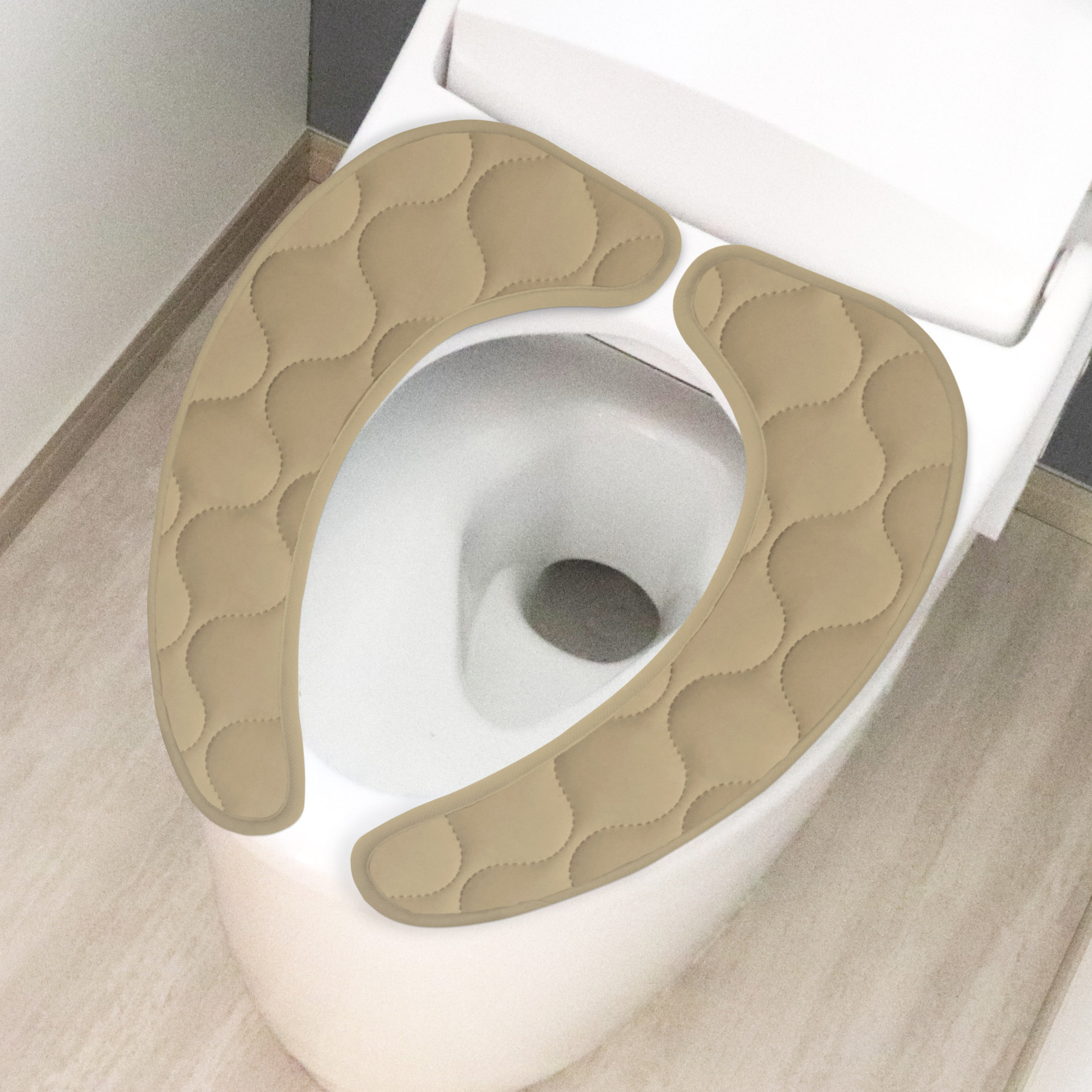 便座シート mocchin 貼るだけ冷感便座シート ( 便座カバー トイレ カバー シート 兼用タイプ 貼るだけ 接触冷感 洗える トイレタリー U型 O型 洗浄暖房型 おくだけ 洗濯可 ひんやり トイレ用品 グレー ベージュ ) 【ベージュ】 ベージュ