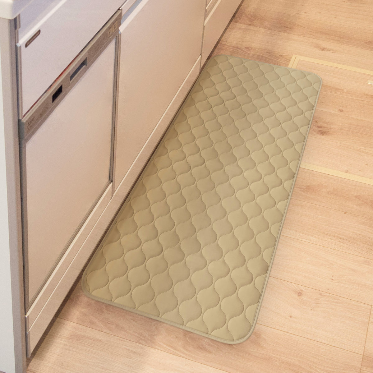 キッチンマット mocchin ひんやり 冷感 インテリアマット 48×120cm ( マット 夏用キッチンマット マルチマット 接触冷感 洗える 滑り止め加工 キッチン用マット 台所用マット キッチンラグ 涼しい 長方形 洗濯可能 シンプル ) 【グレー】 グレー