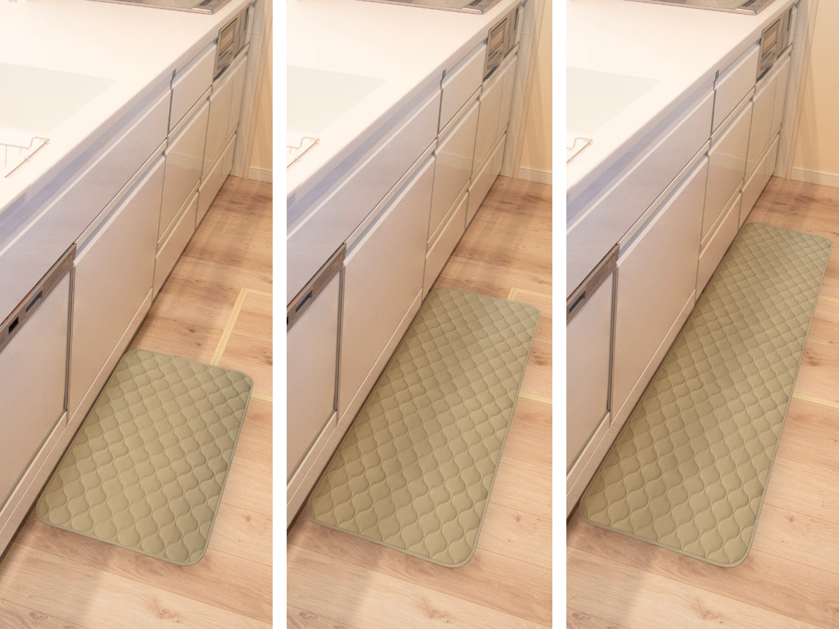 キッチンマット mocchin ひんやり 冷感 インテリアマット 48×120cm ( マット 夏用キッチンマット マルチマット 接触冷感 洗える 滑り止め加工 キッチン用マット 台所用マット キッチンラグ 涼しい 長方形 洗濯可能 シンプル ) 【グレー】 グレー