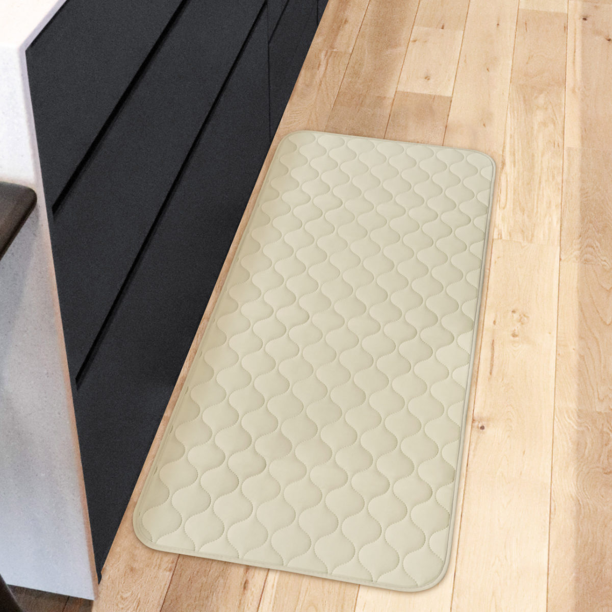 キッチンマット mocchin ひんやり 冷感 インテリアマット 48×120cm ( マット 夏用キッチンマット マルチマット 接触冷感 洗える 滑り止め加工 キッチン用マット 台所用マット キッチンラグ 涼しい 長方形 洗濯可能 シンプル ) 【グレー】 グレー