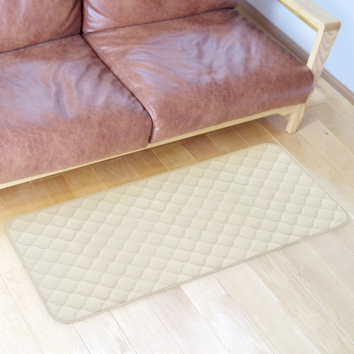 キッチンマット mocchin ひんやり 冷感 インテリアマット 48×120cm ( マット 夏用キッチンマット マルチマット 接触冷感 洗える 滑り止め加工 キッチン用マット 台所用マット キッチンラグ 涼しい 長方形 洗濯可能 シンプル ) 【グレー】 グレー