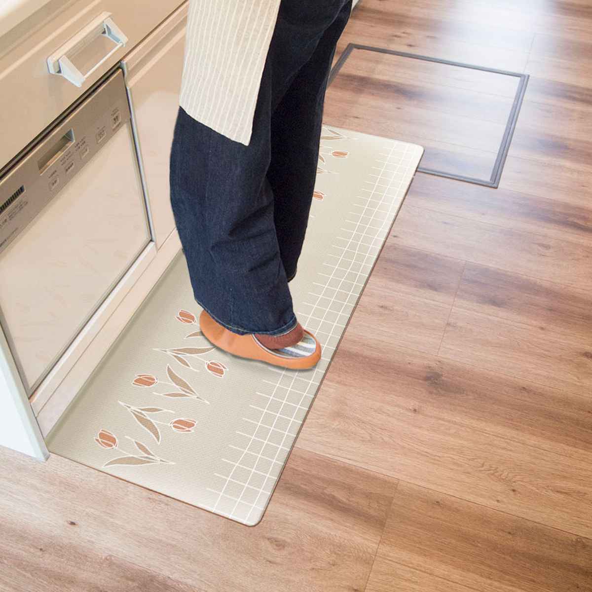 キッチンマット 拭けるインテリアマット 45x120 ( PVCマット キッチン マット キッチンラグ 台所マット 45cm 120cm 拭ける おしゃれ インテリアマット 長方形 洗濯不要 お手入れ簡単 拭けるキッチンマット ) 【テラゾー】 テラゾー