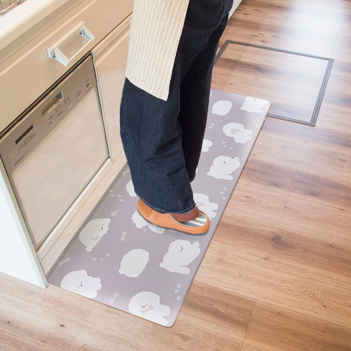 キッチンマット 拭けるインテリアマット 45x120 ( PVCマット キッチン マット キッチンラグ 台所マット 45cm 120cm 拭ける おしゃれ インテリアマット 長方形 洗濯不要 お手入れ簡単 拭けるキッチンマット ) 【テラゾー】 テラゾー