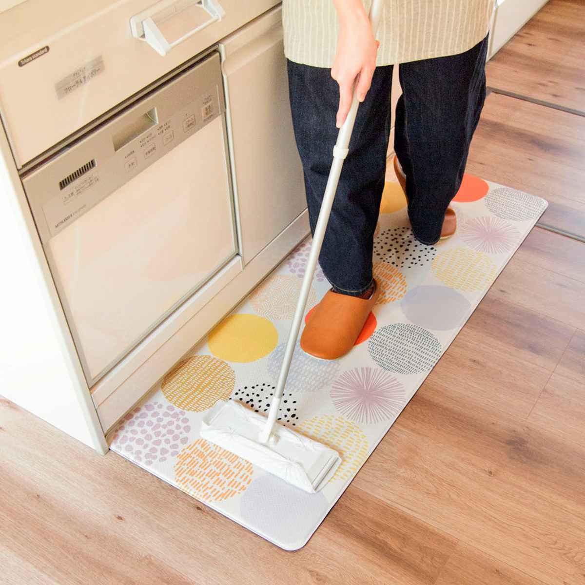 キッチンマット 拭けるインテリアマット 45x120 ( PVCマット キッチン マット キッチンラグ 台所マット 45cm 120cm 拭ける おしゃれ インテリアマット 長方形 洗濯不要 お手入れ簡単 拭けるキッチンマット ) 【テラゾー】 テラゾー