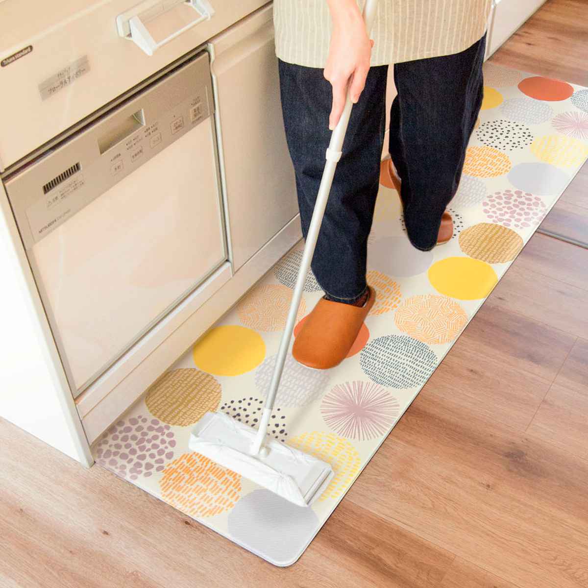 キッチンマット 拭けるインテリアマット 45x180 ( PVCマット キッチン マット キッチンラグ 台所マット 45cm 180cm 拭ける おしゃれ インテリアマット 長方形 洗濯不要 お手入れ簡単 拭けるキッチンマット ) 【テラゾー】 テラゾー