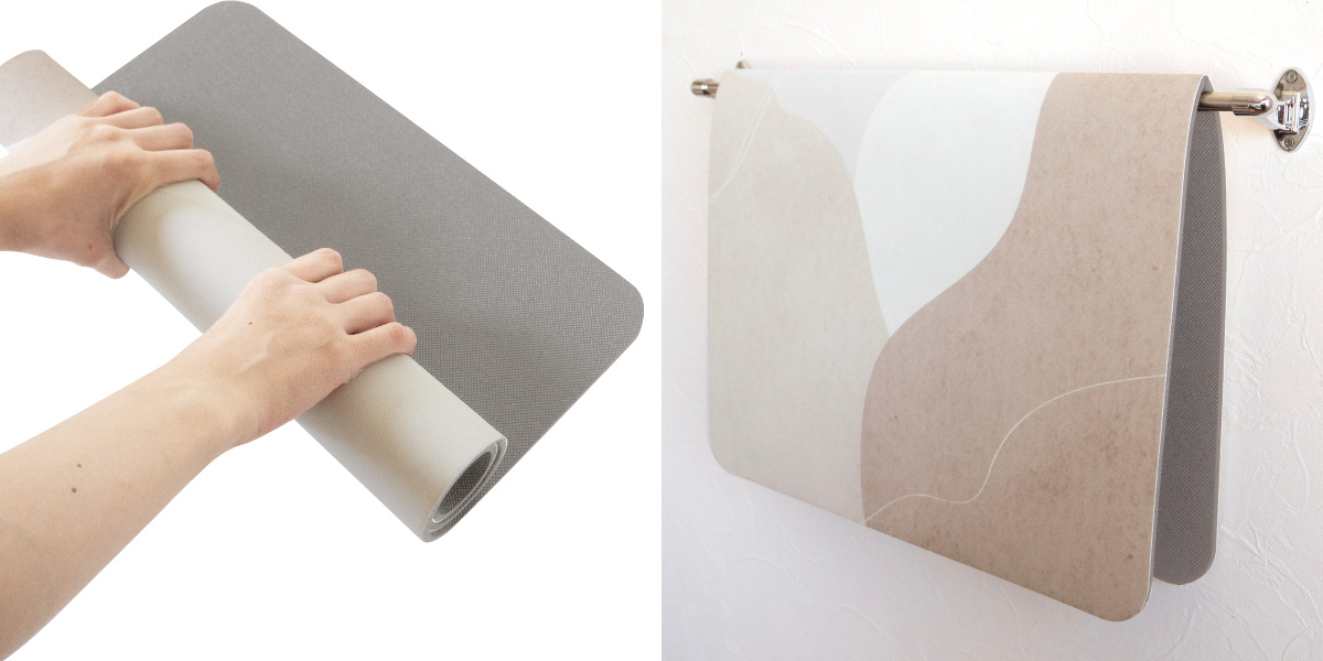 バスマット sofrel 洗えて畳めるソフトバスマット 39×60cm ( お風呂マット 足拭きマット 抗菌 防臭 吸水 滑り止め マット 浴室マット フラワー フォント テラゾー ニュアンス シンプル バスグッズ ) 【ニュアンス】 ニュアンス