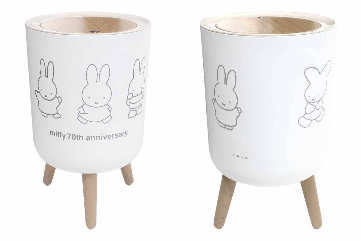 ゴミ箱 7L ミッフィー 限定デザイン 70周年 小物入れ おしゃれ ( ごみ箱 7リットル miffy 脚付き ふた付き プッシュふた 木目調 ホワイト かわいい 脚付きダストボックス 袋止め付き コンパクト シンプル ミッフィーグッズ 北欧 )