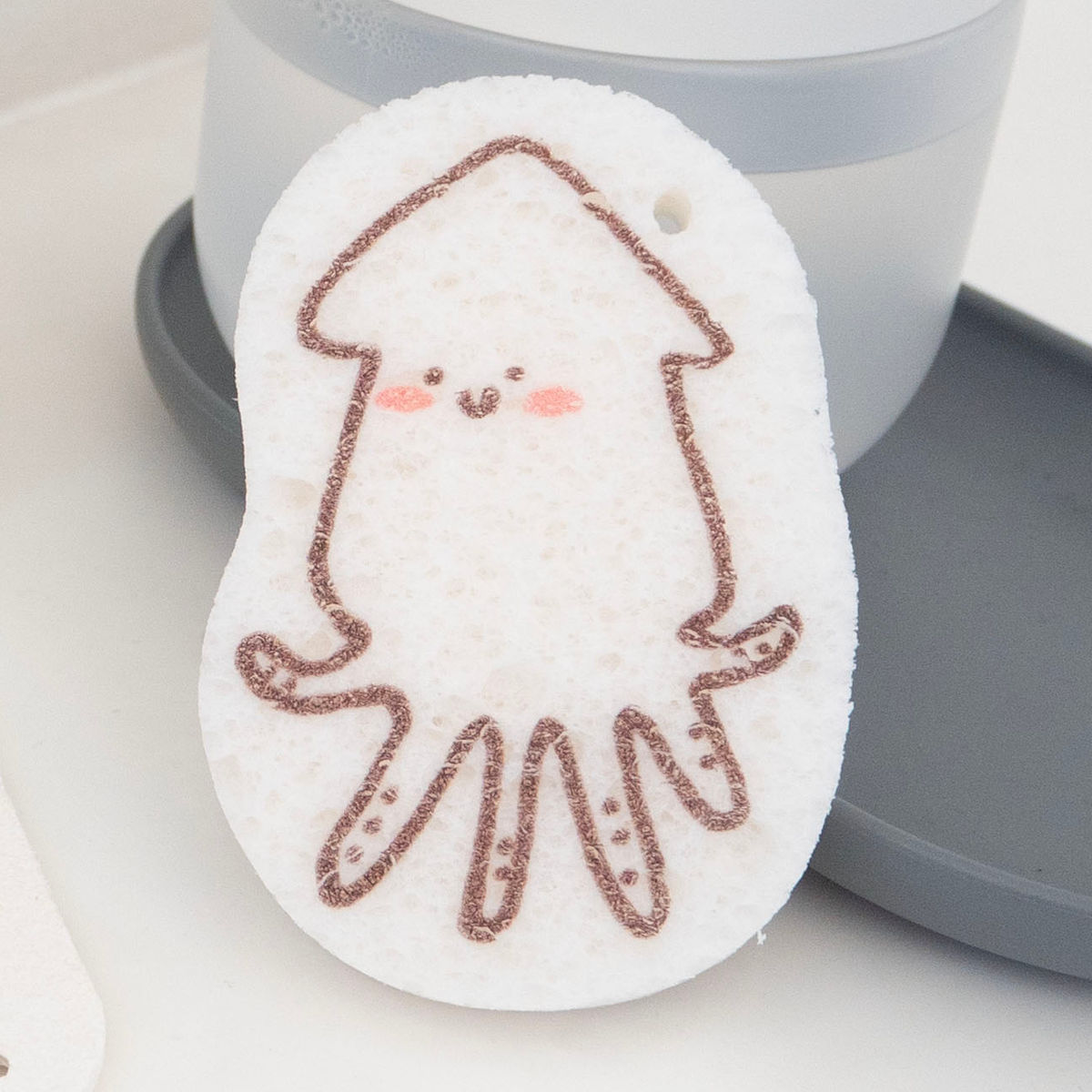 キッチンスポンジ pukutena 水でふくらむ セルローススポンジ 海の生き物 ( キッチン スポンジ 台所スポンジ 食器用スポンジ 天然素材 速乾 キッチン用スポンジ 食器スポンジ 台所用スポンジ セルロース 傷つけない やわらかい ) 【たこ】 たこ