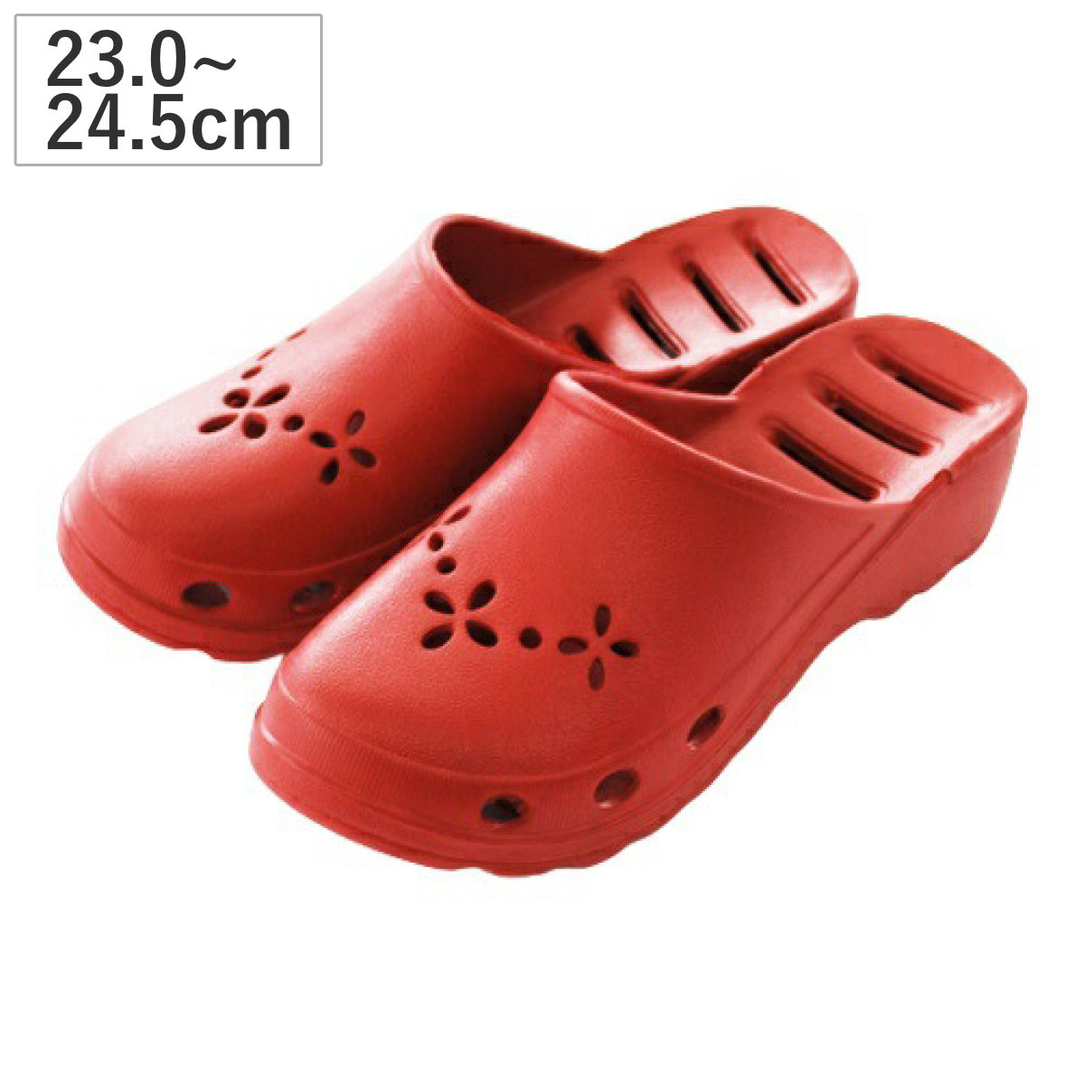 スリッパ 水が溜まらないサンダル ウォーターパスM ( ベランダ サンダル 穴あき EVA レッド レディース 軽量 ヒール 滑りにくい 水がたまらない ベランダサンダル シャワーサンダル 便利 トイレ ソフト 柔らかい )