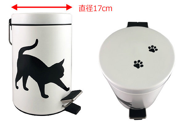 Lohaco ゴミ箱 ネコ ペダル ふた付き 3l シルエット ダストボックス おしゃれ 小さい 猫 フタ付き 猫グッズ ペダルペール 3リットル 縦型 円形 円型 蓋付き ペダル付き 小型 スチール ねこ ホワイト 黒猫 ごみ箱 小型ゴミ箱 l未満 リビングート ロハコ店