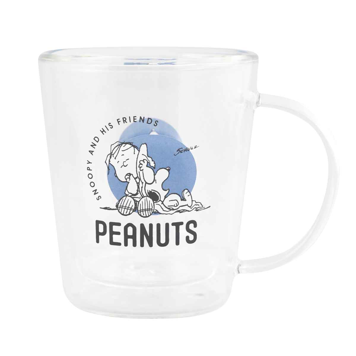 マグカップ 270ml ダブルウォール スヌーピー REANUTS ガラス ( マグ ダブルウォールグラス グラス ガラス製 耐熱 コーヒー 紅茶 ハーブティー ティータイム キャラクター ボックス入り おしゃれ )【 ブルー 】 ブルー